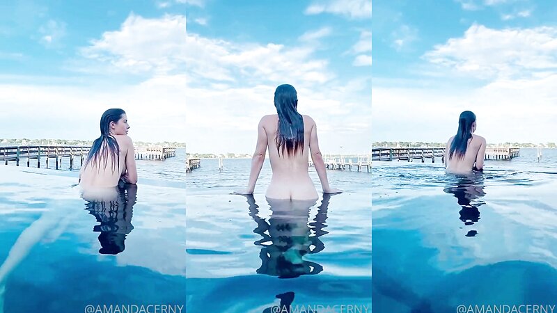 Amanda Cerny Nude Swimming in Pool