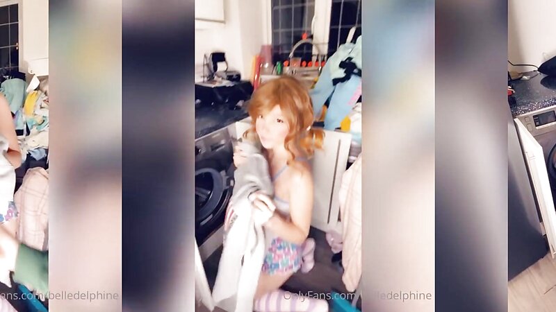 Belle Delphine Stuck in the Dryer Nude Tease