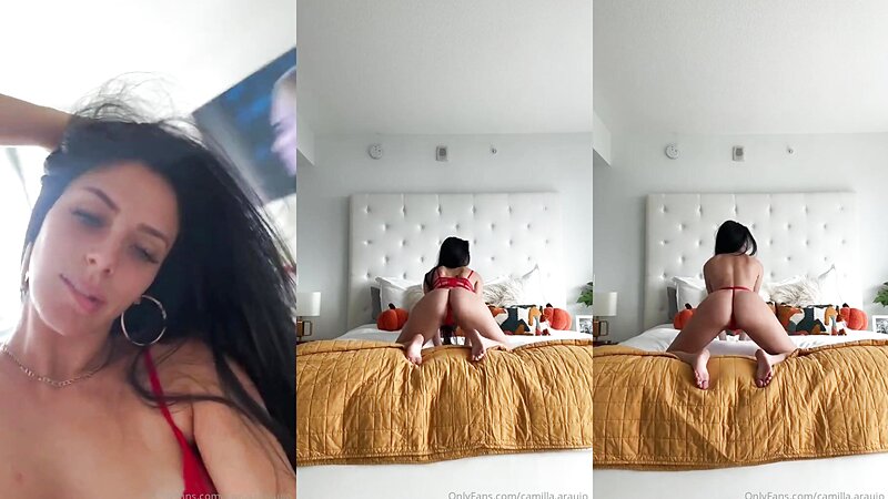 Camilla Araujo Red Lingerie Masturbation