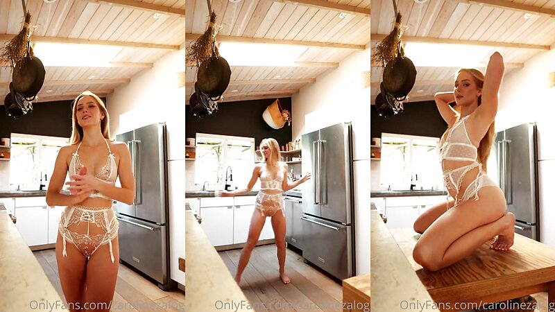 Caroline Zalog Sexy See Through Lingerie Striptease
