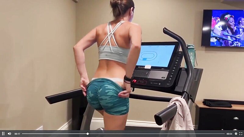 Christina Khalil Hot Ass Tease on Treadmill