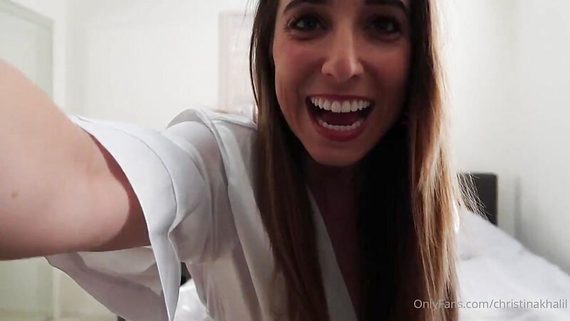 Christina Khalil Red Lingerie Teasing Show