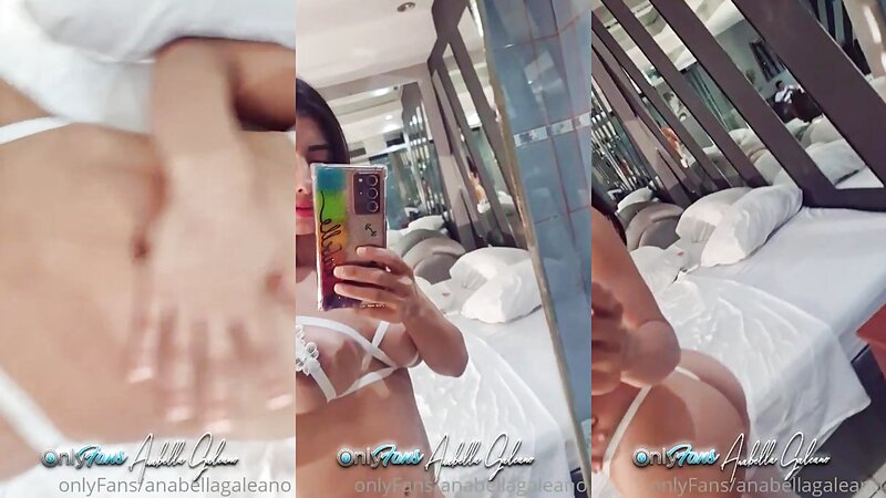 Anabella Galeano Sexy White Lingerie Tease