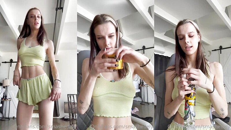 Ashley Matheson Nude Smoking in Boob Pajama