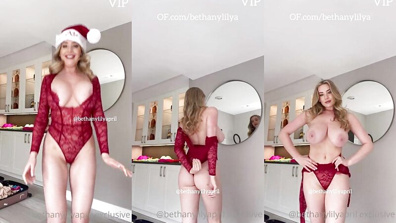 Bethany Lily Hot Christmas Lingerie Stripteasing