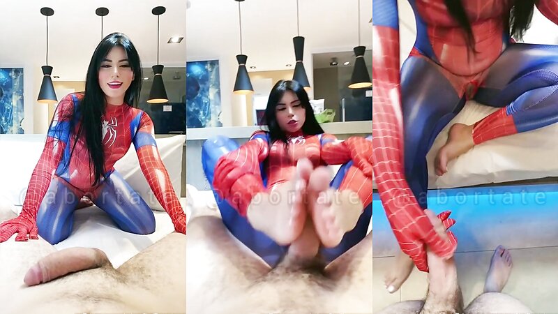 Bianca Alves Spider Girl Blowjob and Footjob
