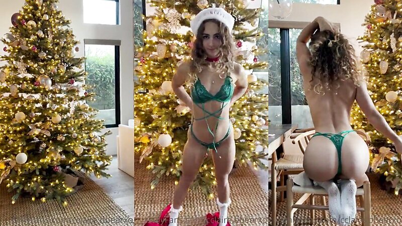 Claire Stone Hot Topless Christmas Teasing show