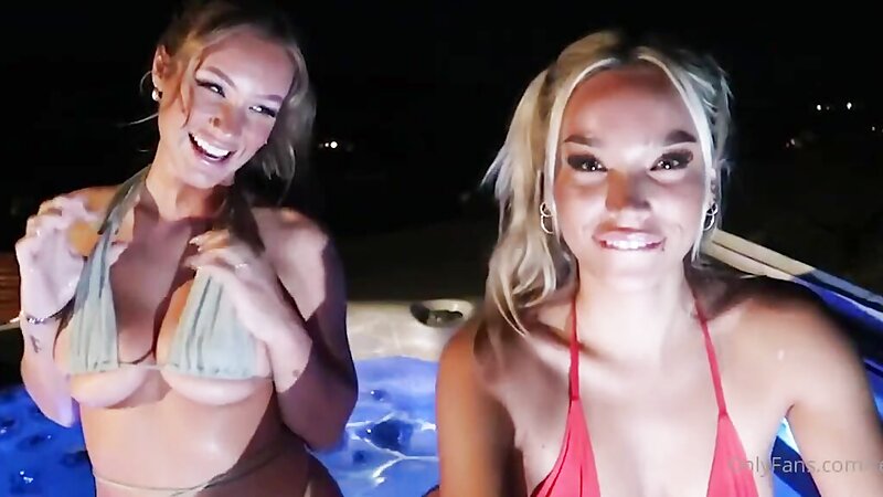 Sky Bri And Rara Knupps Nude Pool Masturbation