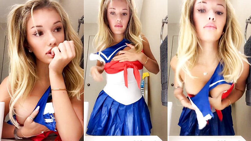 Breckie Hill Hot Sailor Moon Cosplay Stripteasing