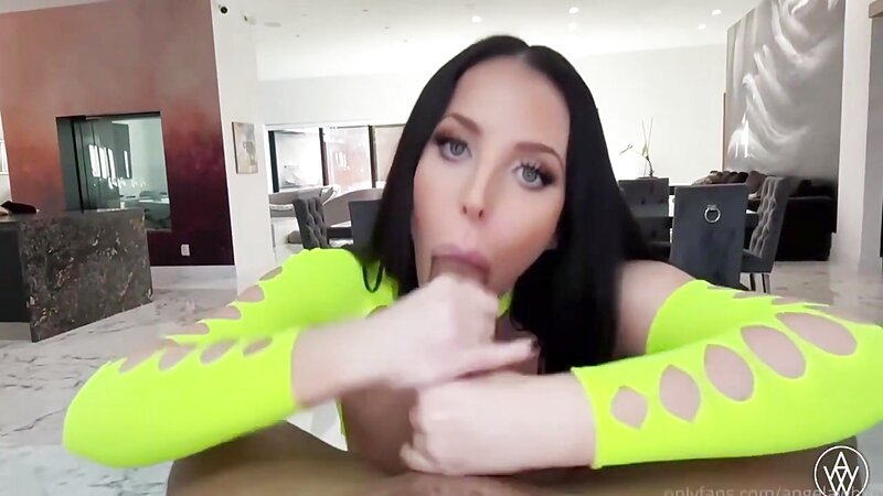 Angela White Amazing Big Tits Deep Throat Blowjob and Cum in Mouth