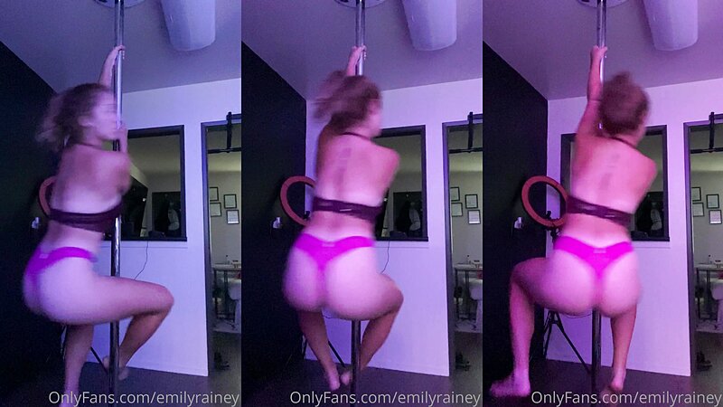 Emily Rainey Blonde and Naked Babe Stripteasing