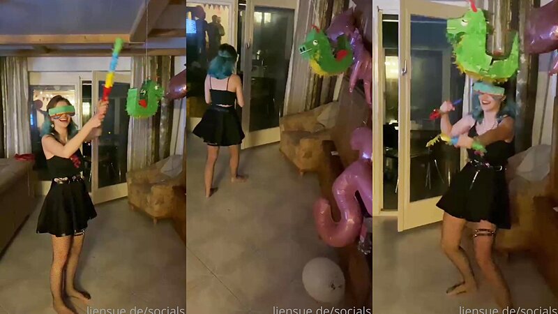 LienSue Blonde Cosplay Model Stripteasing scene