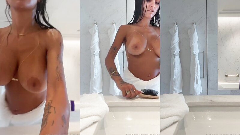 Mia Khalifa Hot Post Shower Stripteasing