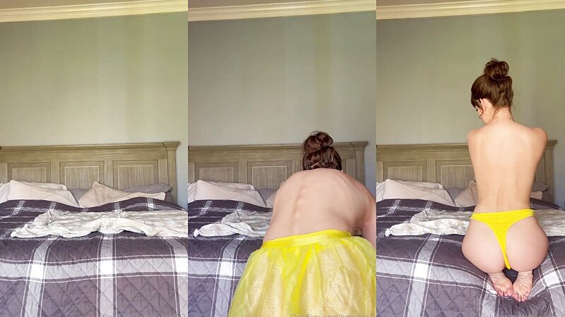Haesicks Naked Stripteasing in Yellow Lingerie