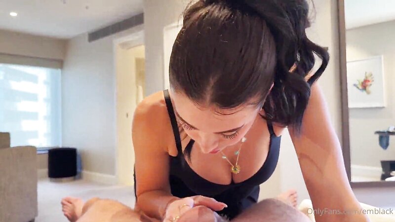 Emily Black Gives Blowjob and Receives Cum in Mouth