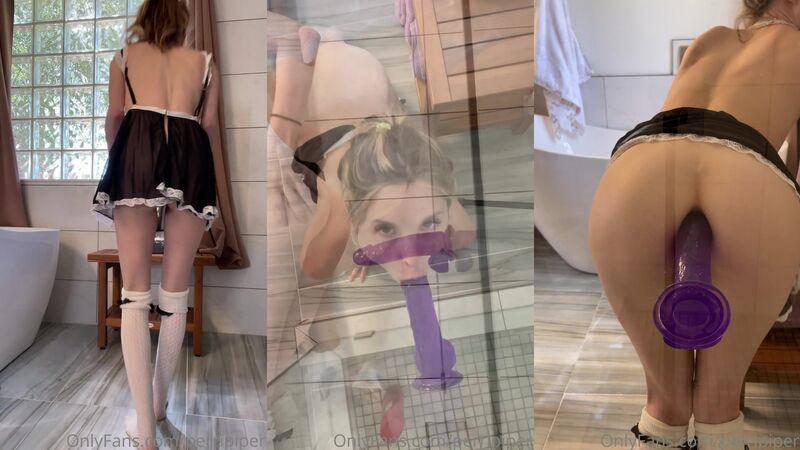 Piper Perri Maid Cosplay Anal Dildo Masturbation in Bathroom