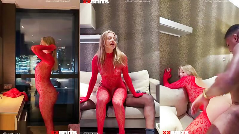 Pomona Wragge-Morley Sexy Red Lace Bodysuit BBC Cock Fuck with Mike Williams