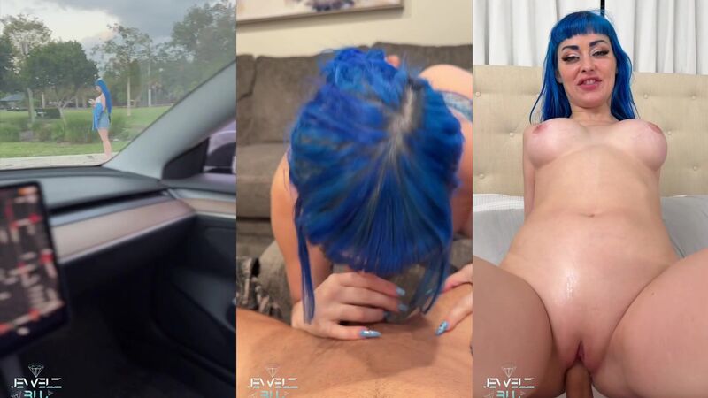 Jewelz Blu Blue Hair Blowjob, Cowgirl Ride, Doggystyle, Side Fuck & Cum in Public Forest Car