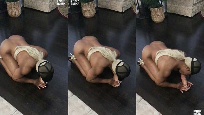 MissPlayBoy Blonde Heels Kneeling Floor Blowjob with Dildo