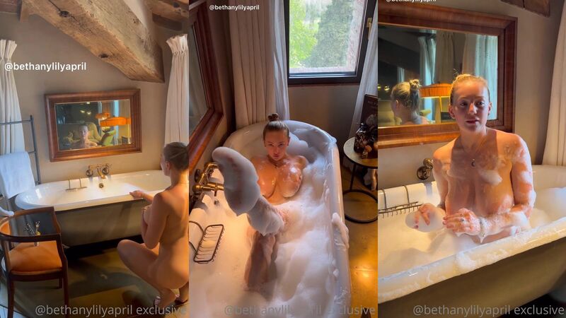 Bethany Lili Blonde Big Tits Soapy Bath Tease in Bathtub