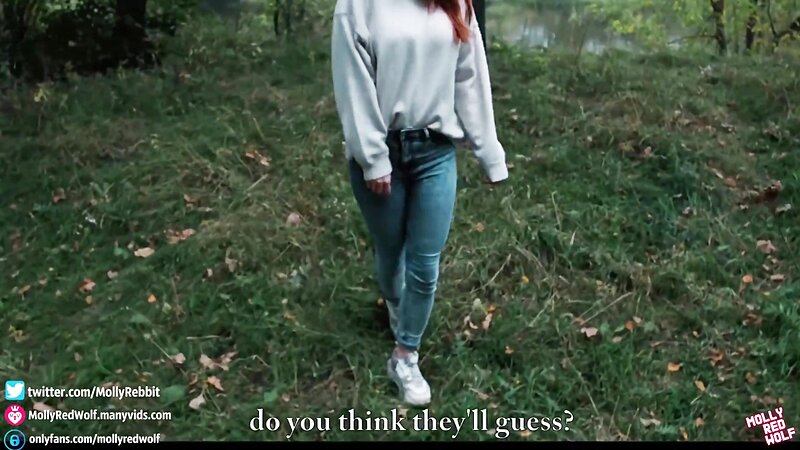 MollyRedWolf Redhead Big Tits Deepthroat Blowjob Hard Fuck in the Woods