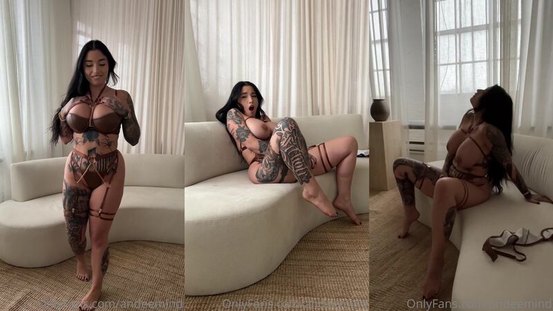 Andeemind Tattooed Big Tits Stripping and Masturbating, Fingering and Moaning