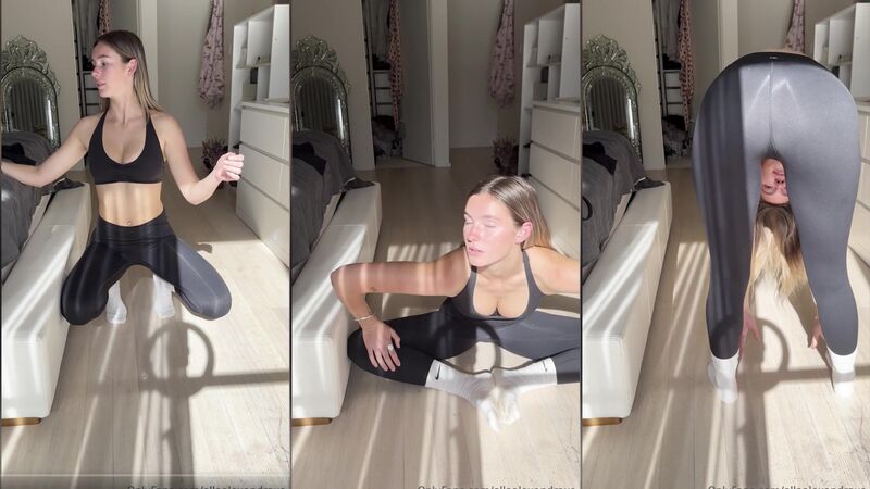 Ella Alexandra Topless Blonde Big Tits Yoga Striptease