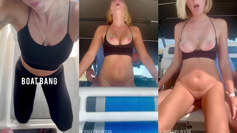 Lovely Lo Hard Boat Bang in Cowgirl Position with Creampie and Blowjob Up Close POV
