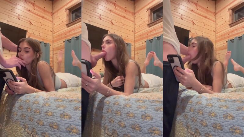 Kinsley Wyatt Deepthroat Blowjob on Phone with Facial