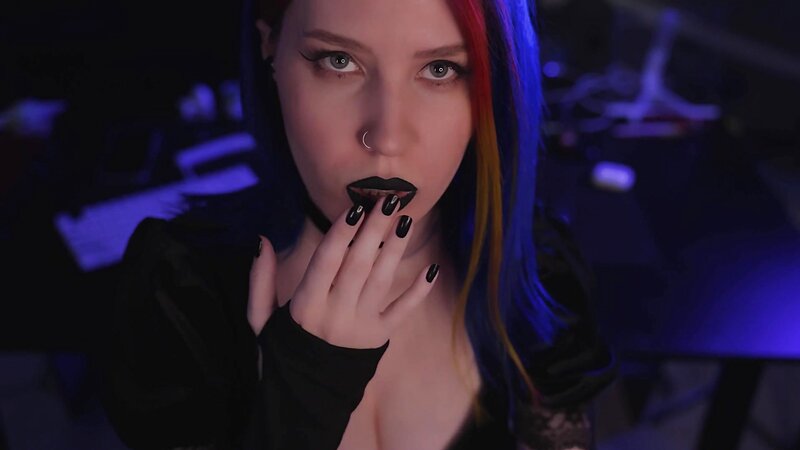 Goth Girl ASMR Spit Painting and Kissing