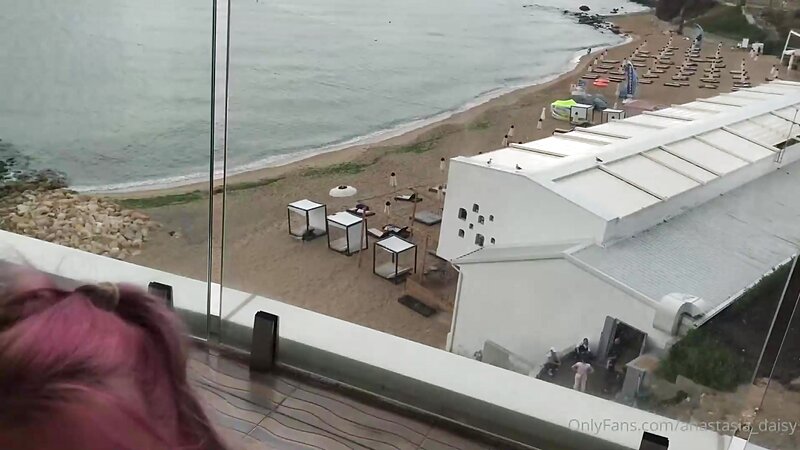 Anastasia Daisy Pink Hair Tattooed BWC Blowjob on Balcony