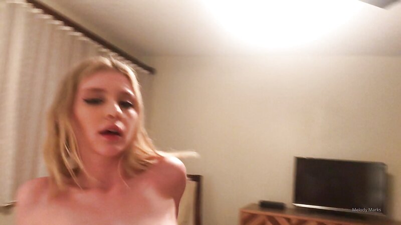 Melody Marks Blonde Footjob Pleasures Her Stepbro's Dick