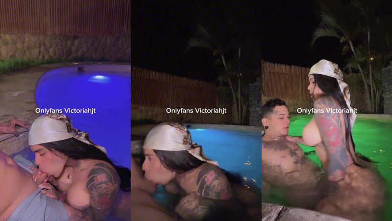 Victoriahjt Blowjob and Hard Fuck with Boyfriend in Pool