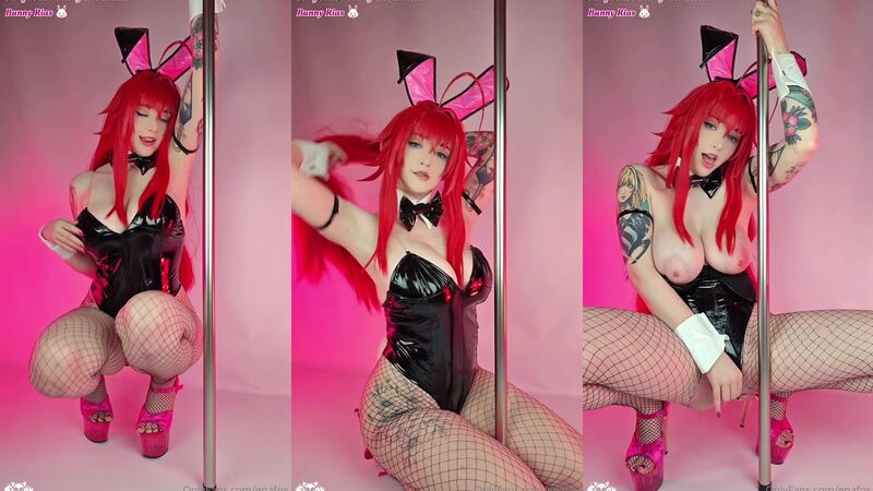 Enafox Rias Gremory Cosplay in Bunny Suit Masturbating