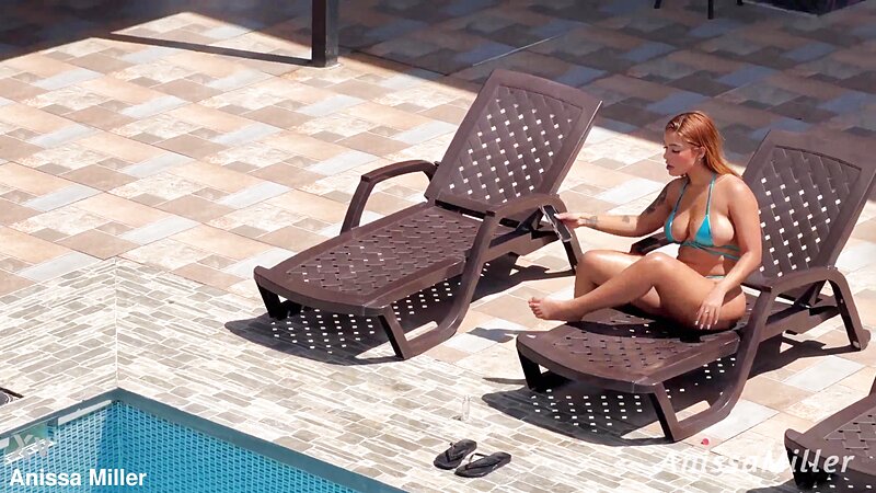 Anissa Miller Caught Stepson Masturbating While Sunbathing Then Creampie Fucked in Cowgirl