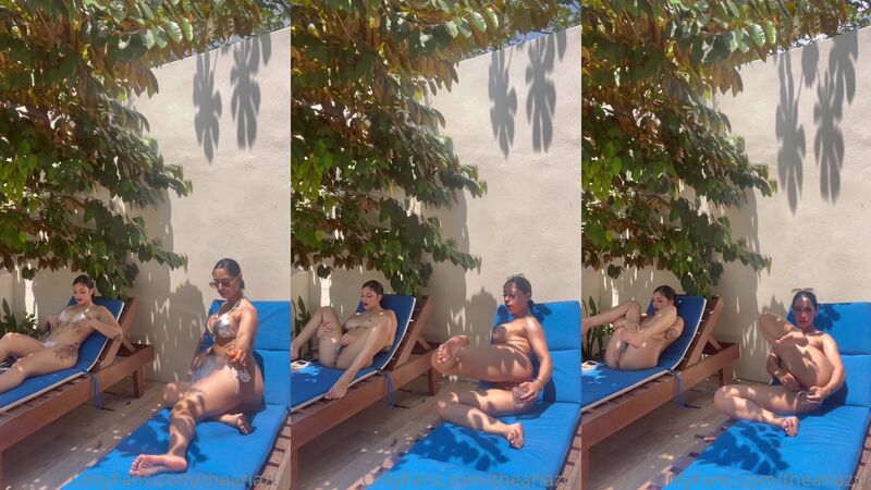 Ari Azul and Miiamor Bikini Outdoor Masturbation with Transparent Dildo