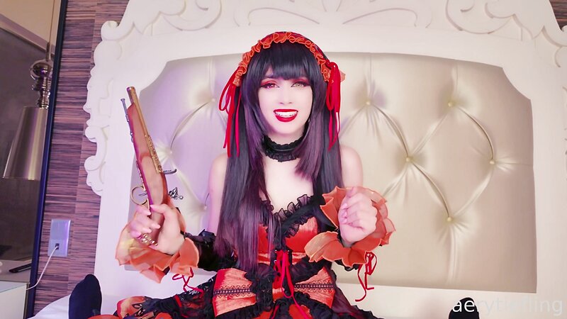 Aery Tiefling as Kurumi Tokisaki Cosplay Blowjob POV Sextape