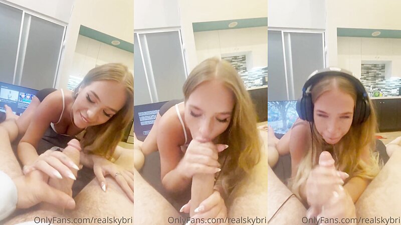 Sky Bri Deepthroat and Horny Blowjob