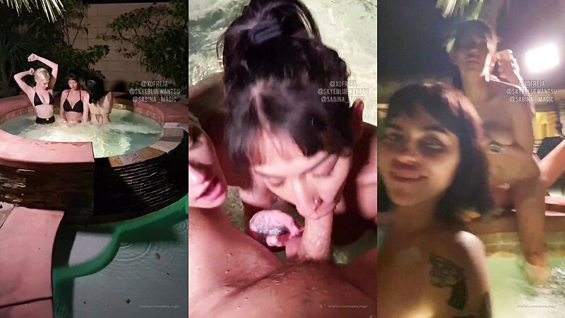 Skye Blue Hot Tub Threesome Sex Scene