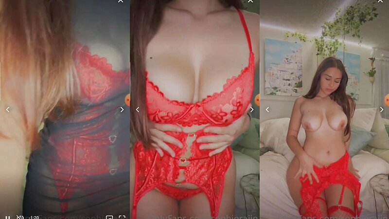 Sophie Rain Sexy Red Lingerie Strip Tease