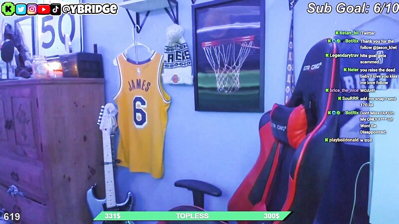 Ybridge Topless Donation Goal Kick Stream