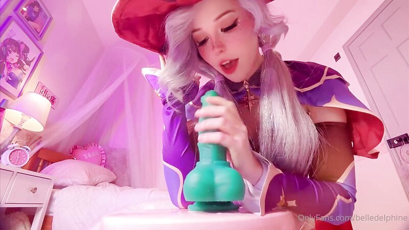 Belle Delphine Riding a Monster Dildo in Mona Cosplay